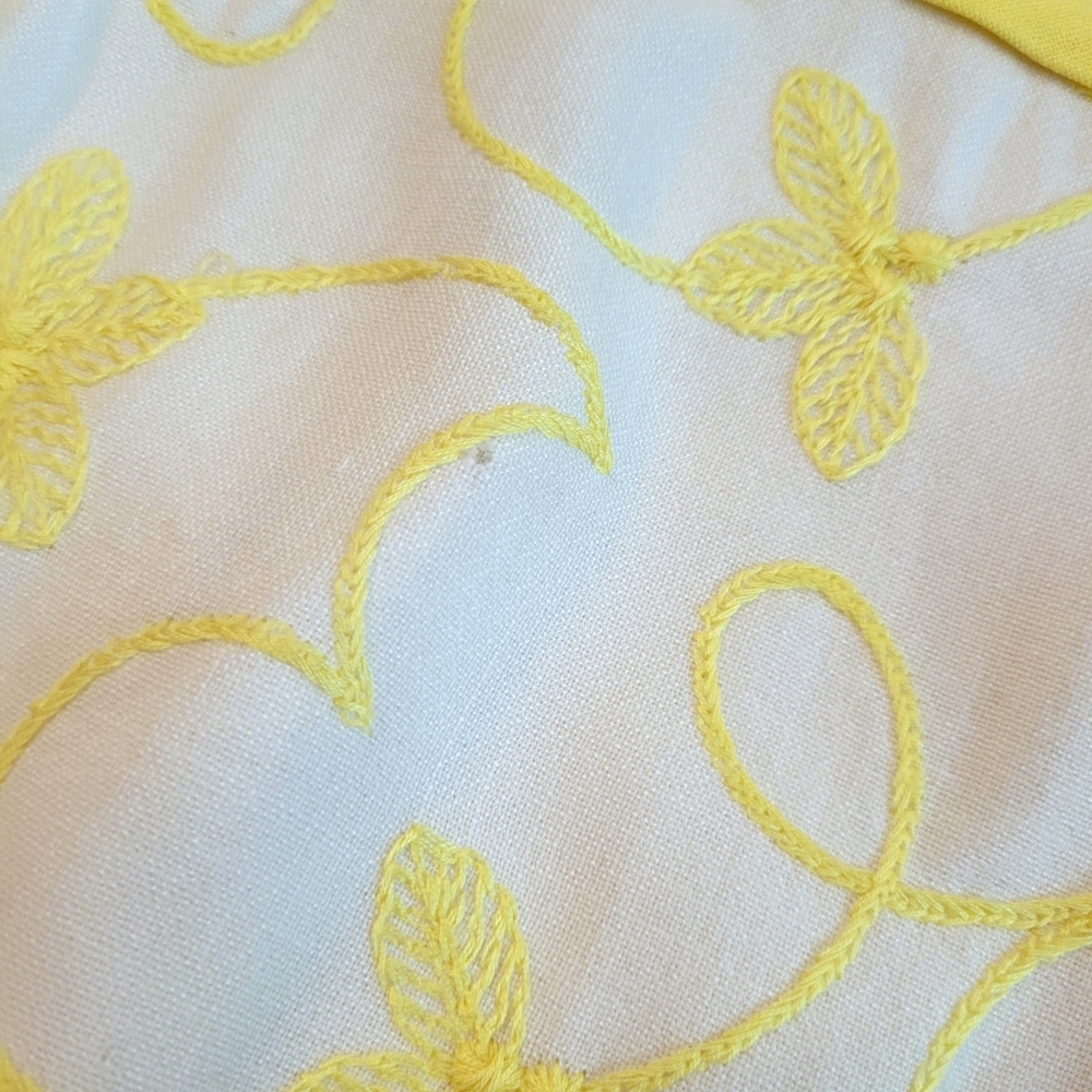 🐥 VTG Yellow & White 2-Pc Embroidered Dress Jacket Set Sz M - Picture 13 of 14